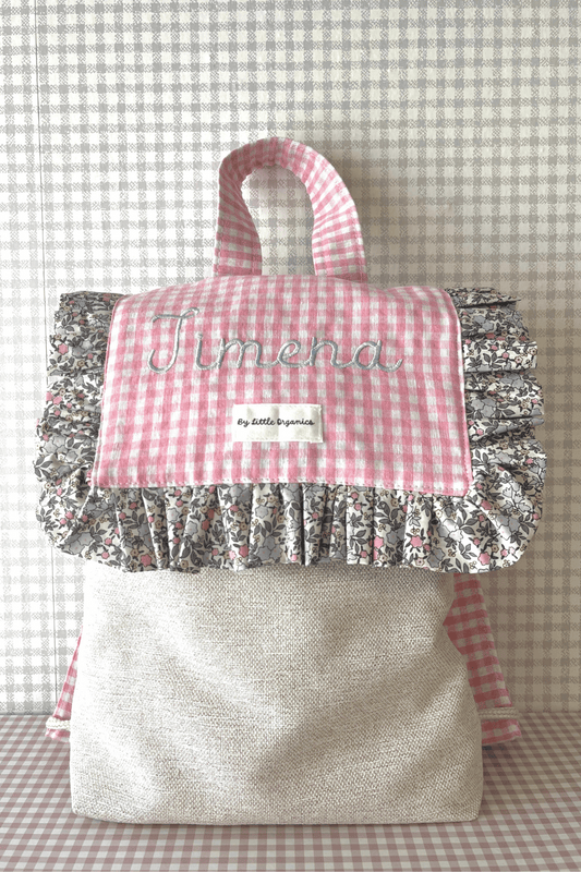 Mochila infantil vichy rosa