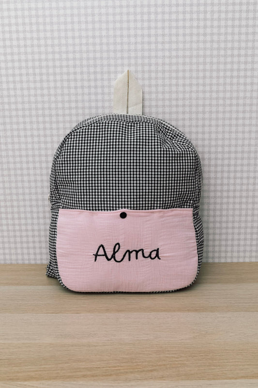 Mochila vichy rosa estructura