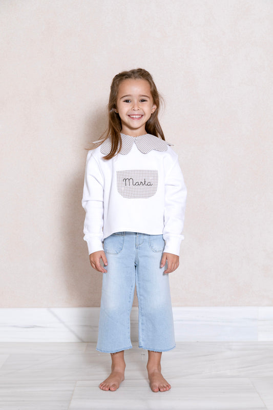 Sudadera Blanca Cuello combinado