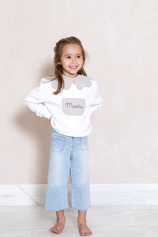 Sudadera Blanca Cuello combinado