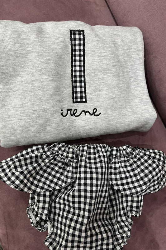 Sudadera inicial + nombre vichy