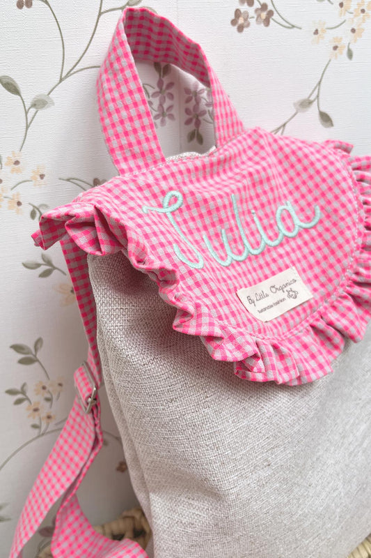 Mochila vichy rosa fluor